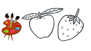 Belajar Menggambar Buah-buahan | Menggambar buah anak tk