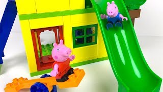 PLAYBIG BLOXX PEPPA PIG'S PLAY HOUSE CONSTRUCTION SET WITH PEPPA PIG AND GEORGE FIGURE – UNBOXING by DisneyToysReview 7,954 views 4 years ago 10 minutes, 46 seconds