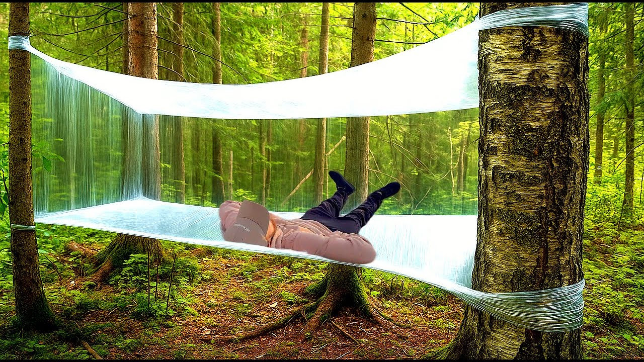 Building a Suspended Shelter with Just Wrap - YouTube