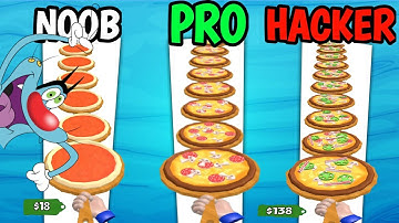 NOOB VS PRO VS HACKER| IN PIZZA STACK 3D RUN GAME WITH OGGY AND JACK GAME FUNNY COMEDY