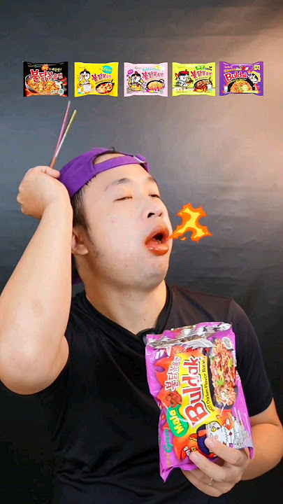 Makan Samyang Sesuai Warna🍜 #asmr #mukbang #makansesuaiemoji #makansesuaiwarna #samyang