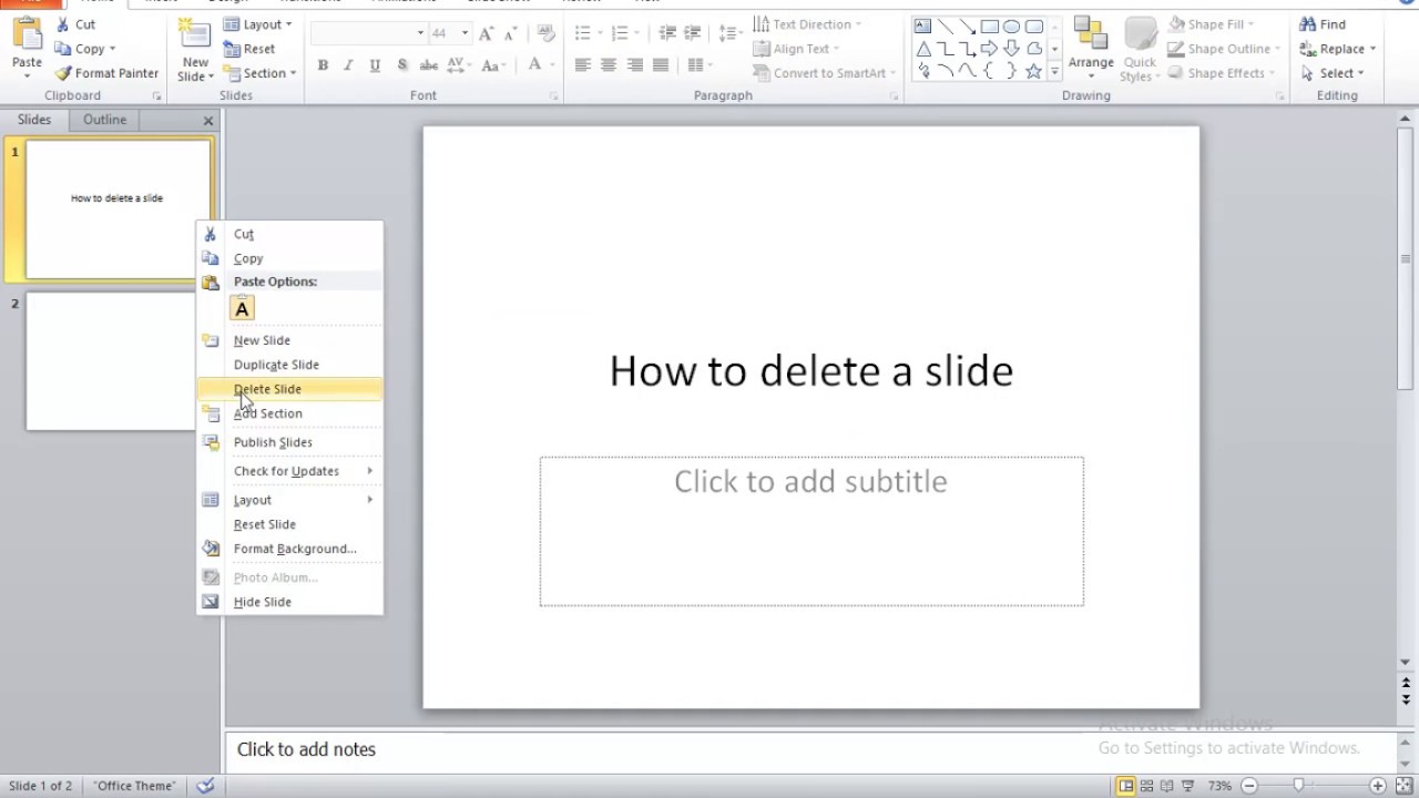 presentation remove slide