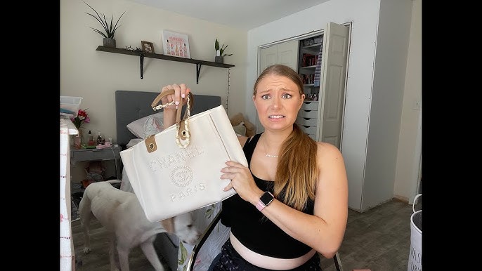 🤩 CHANEL DEAUVILLE PINK BEIGE 👝 REVIEW 2020, TOTE Shopping Bag, NOT FOR  SALE in Australia MOD SHOTS 