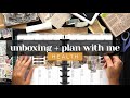 PLANNER HAUL UNBOXING + PLAN WITH ME :: DECORATING A LINED VERTICAL HAPPY PLANNER LAYOUT :: VINTAGE