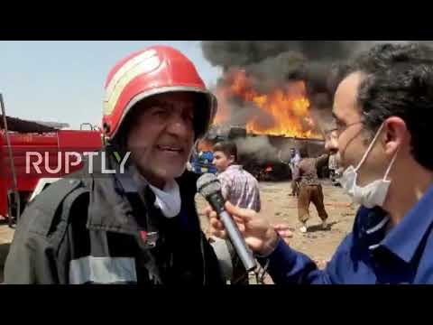 Iran: Plumes of smoke as fire billows in Kermanshah fuel tanker parking lot