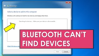 Bluetooth can't find device windows 7