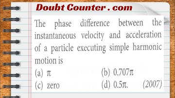 The phase difference between the instantaneous velocity and acceleration of a particle executing