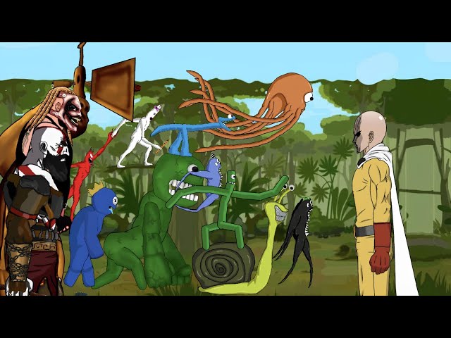 SAITAMA vs KARTOS, FIEND, MEGAHORN, JUMBO JOSH, GARTEN OF BANANA 3, RAINBOW FRIENDS | Kr Animations class=