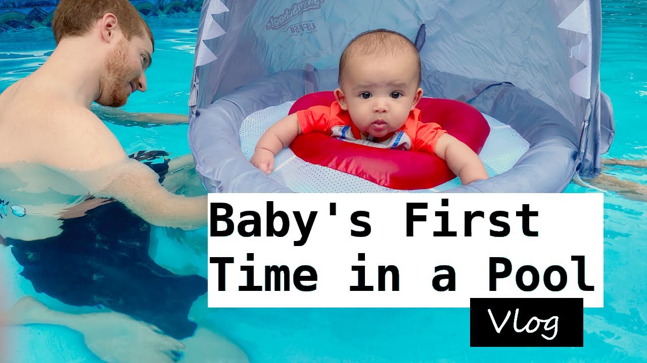 Baby's First Time in a Pool 4 Months Old Vlog YouTube