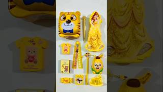 Adorable Yellow Stationery Items, Pencil Box, Ruler, Piggy Bank, Sharpener #stationery #backtoschool