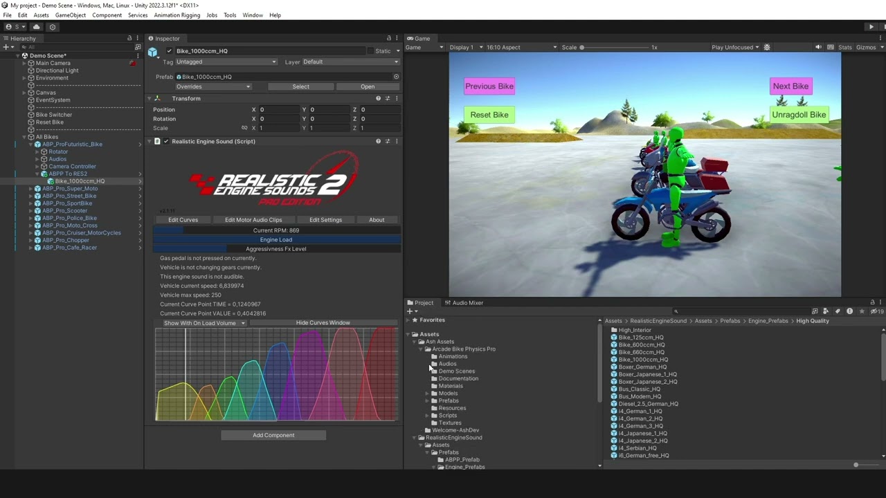 [Unity Tutorial] Using Realistic Engine Sounds 2 with Arcade Bike Physics Pro