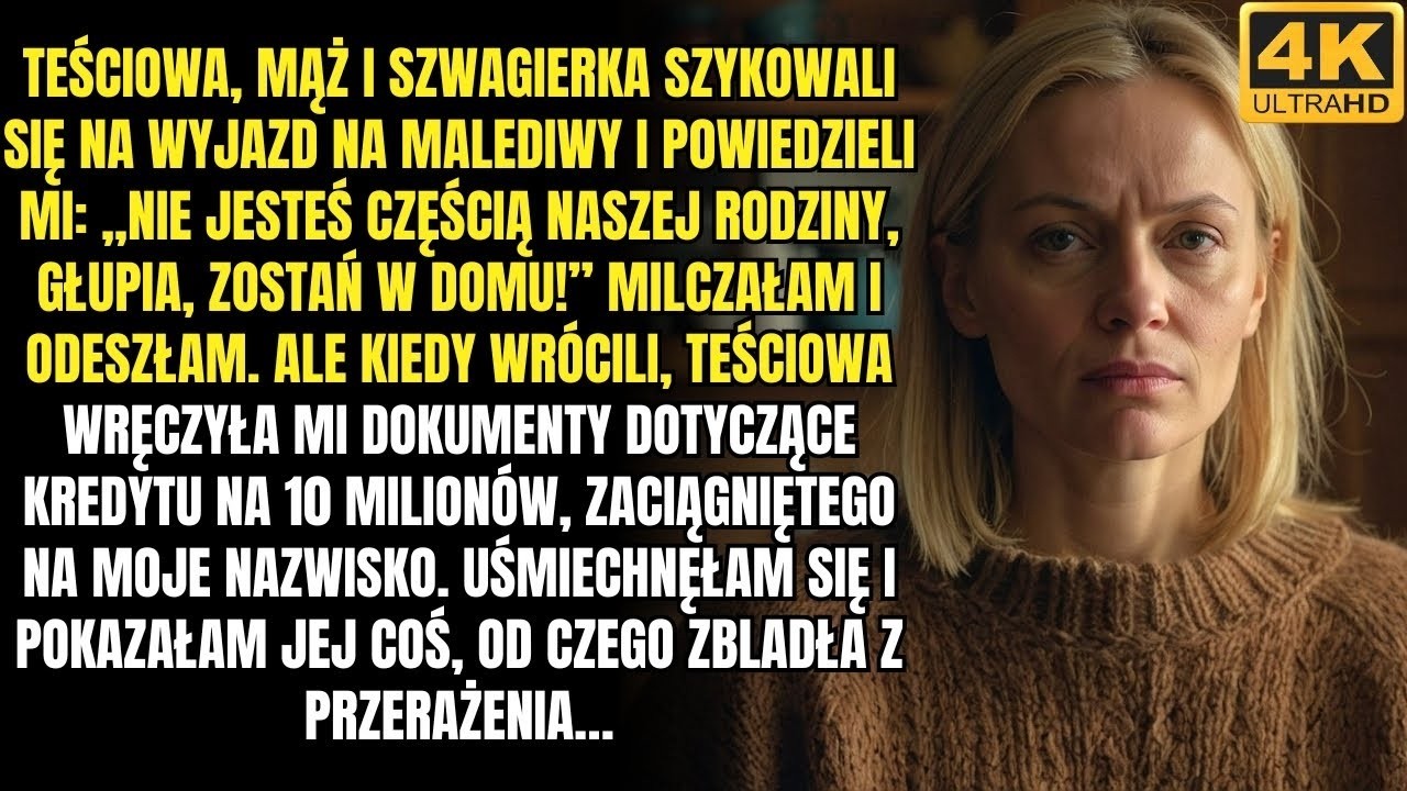 Teściowa, mąż i szwagierka szykowali się na wyjazd na Malediwy, a mnie powiedzieli „Jesteś obca