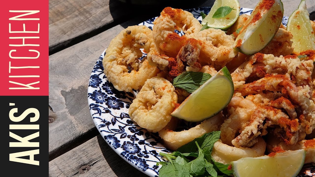 Crispy calamari with saffron aioli sauce | Akis Petretzikis