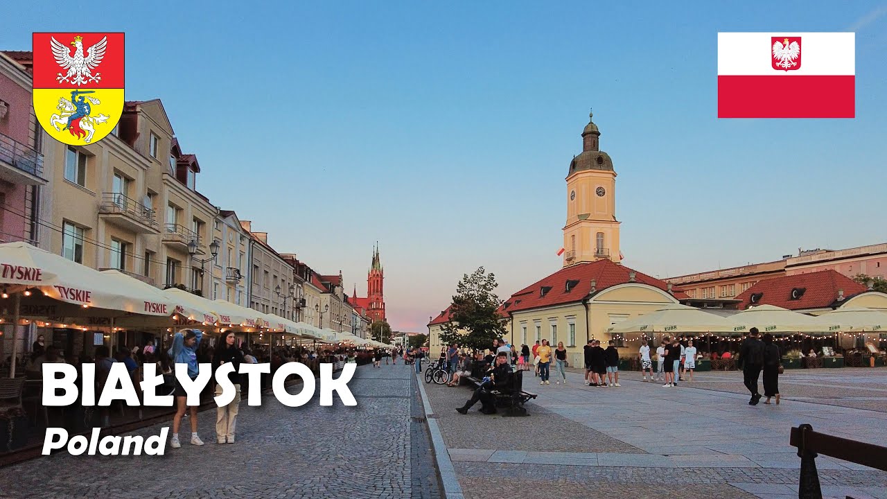 Białystok, Poland. A walk in the city center. 4K