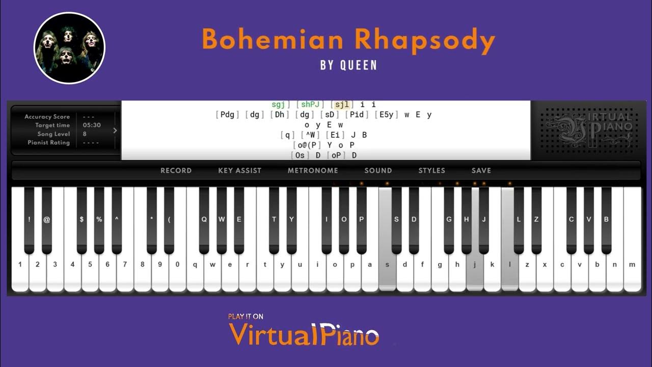 Bohemian Rhapsody on Virtual Piano - #EXPERT - YouTube
