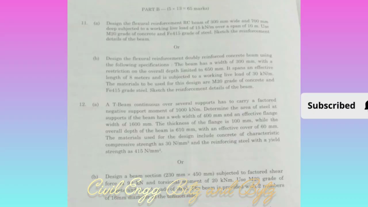 CE3501|Design of Reinforced Concrete Structural Elements|Nov-Dec 2025|University Question Paper 