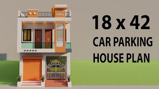 Car Parking 4 Bedroom House Plan,18x42 Shop With House Plan,18 by 42 Dukan or makan ka design