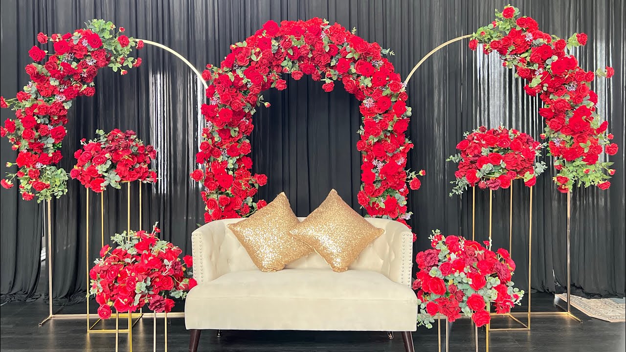 DIY - Black Wedding Backdrop Diy- Red Floral Backdrop - YouTube