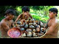 Survival in the rainforest- found snails in the river for cook -Eating delicious