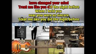 The night before Beatles best karaoke instrumental lyrics chords 2023