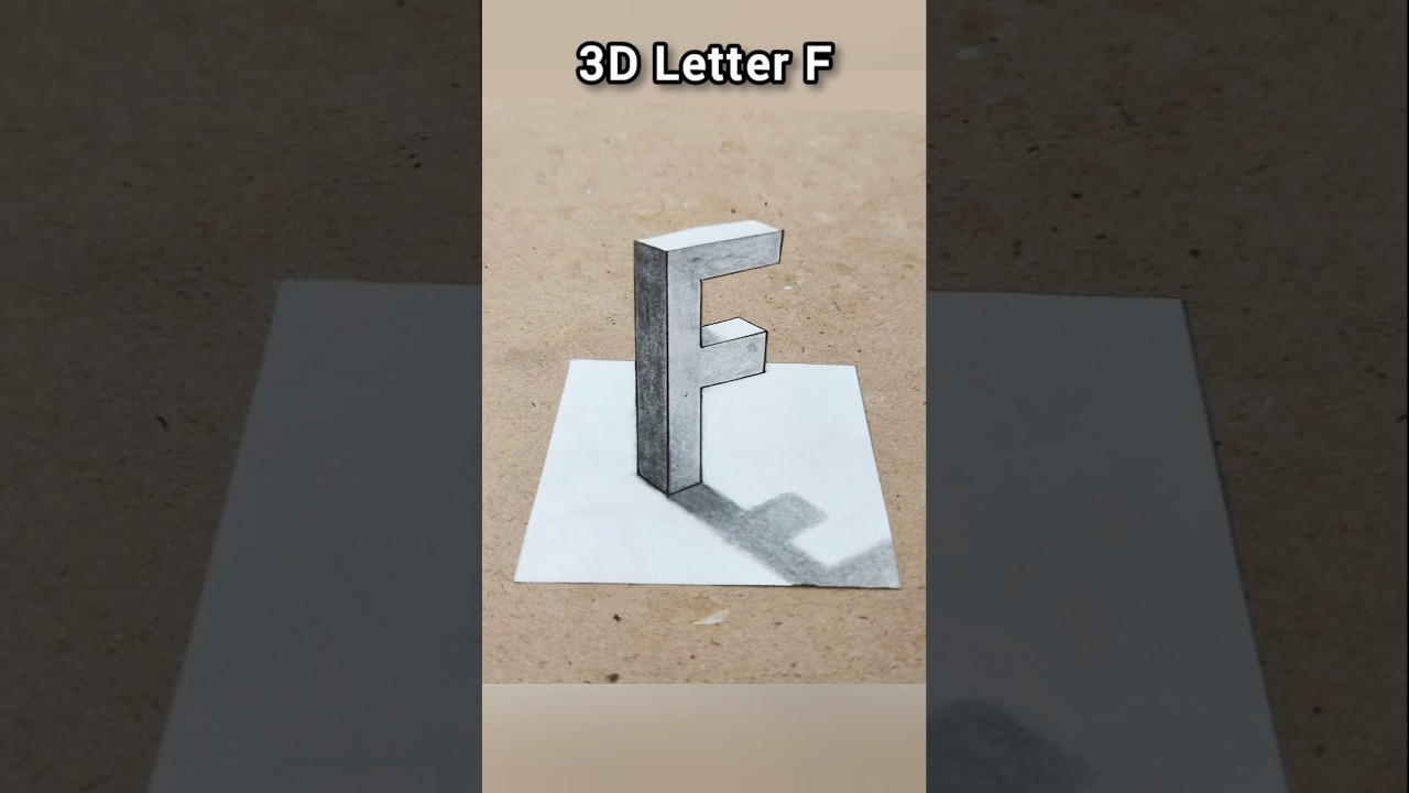 How To Draw 3D Letter F 
