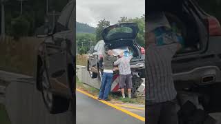 Mercedes SUV Stuck On Highway Barrier