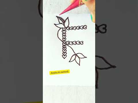 f letter beautiful and easy mehndi tattoo design