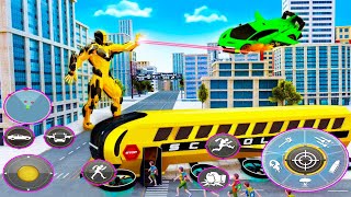 Flying School Bus Robot : Hero Robot Games - Android GamePlay #3 screenshot 4