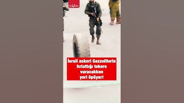 İsrail askeri Gazzelilerin fırlattığı teker karşısında yere düşüyor #shorts #israil #filistin