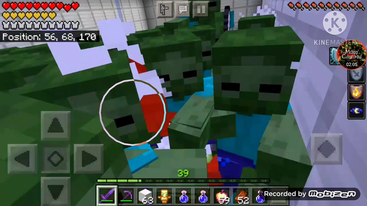 1v 100 Zombies in minecraft pocket edition...(Easy ) - YouTube