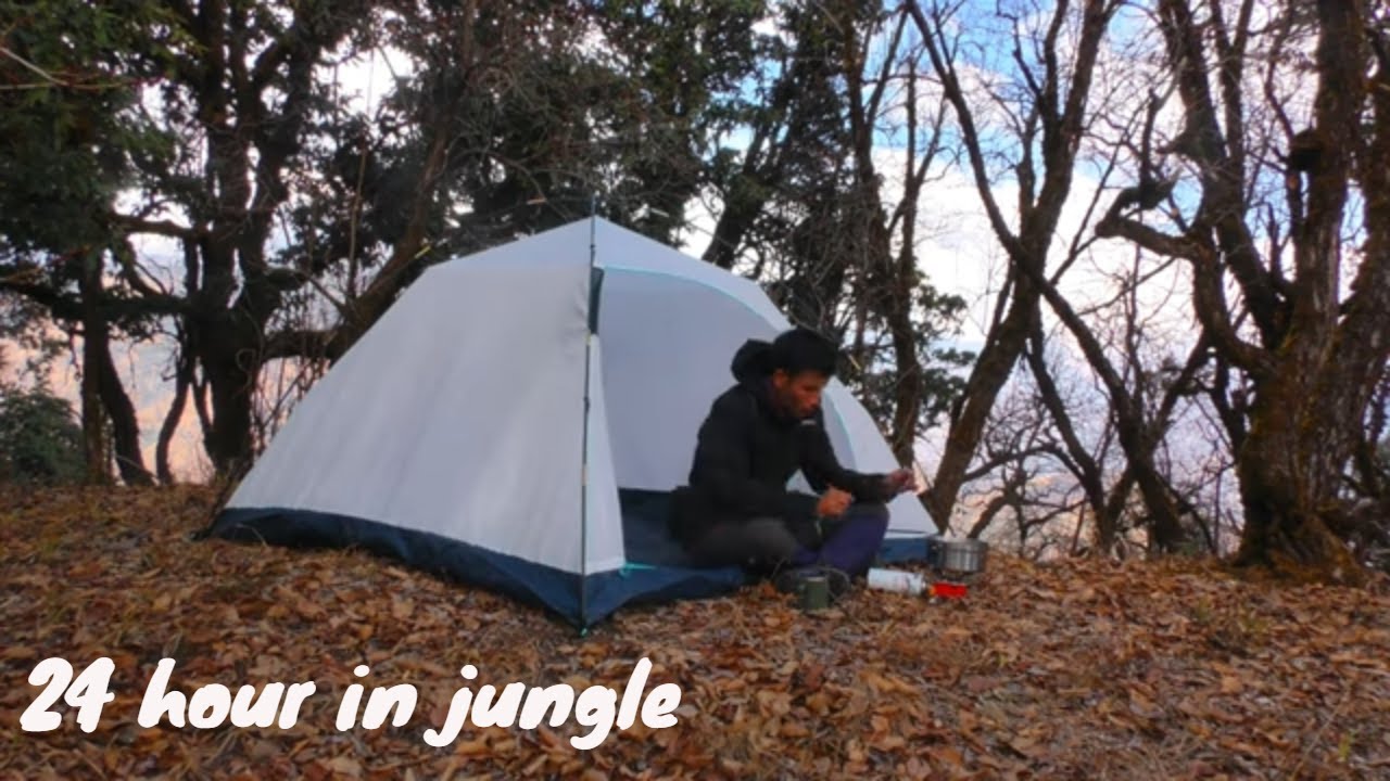 Camping in forest | 24 hour alone in indian forest | solo camping in ...