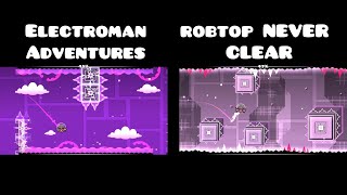 Electroman Adventures vs robtop NEVER CLEAR: Side-by-Side Comparison | Geometry Dash