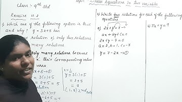 Linear equations in two variables Exercise 10.2 Question Number 1and 2 Class-9