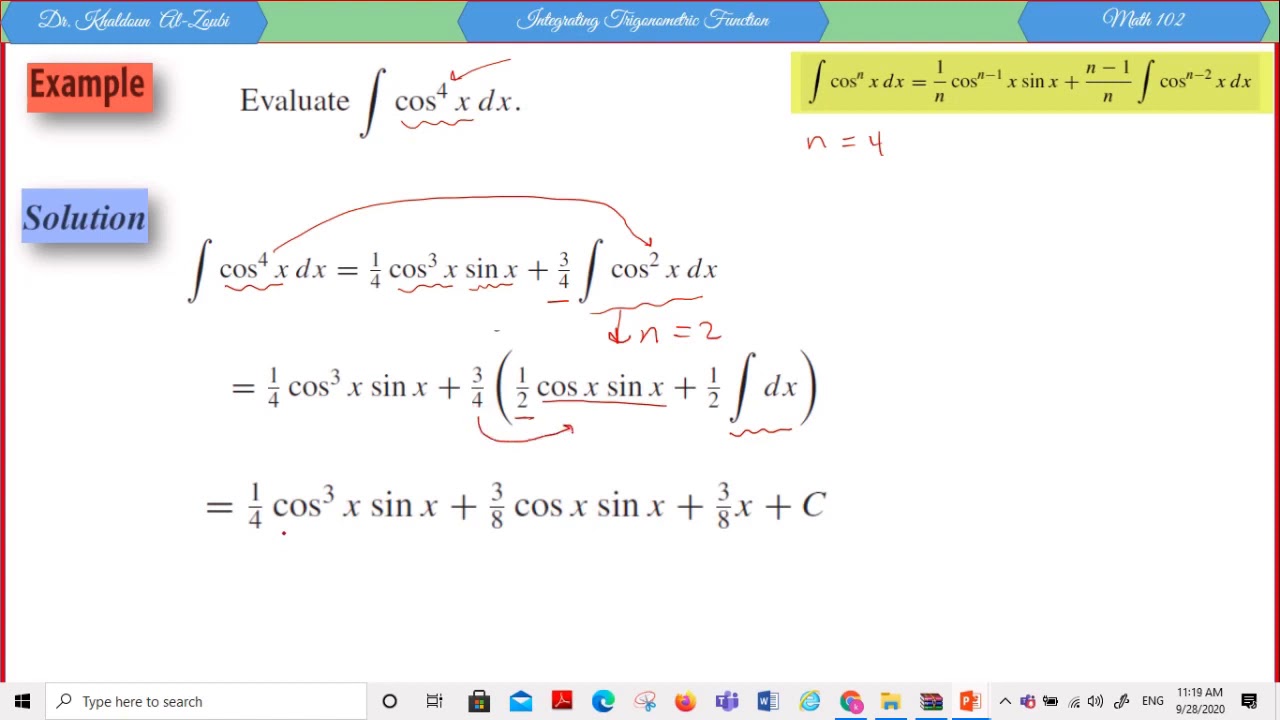 Lecture 3 Integrating Trig Function Part1 - YouTube