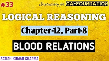 33 | CHAPTER-12, PART-8 | BLOOD RELATIONS | LOGICAL REASONING | ICAI MODULE | SATISH KR. SHARMA SIR