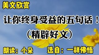 散文朗读：让你终身受益的五句话！（精辟好文）选自：一禅佛悟