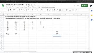 Frequency Distribution Sheets