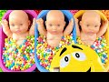 4 Minutes Satisfying with Full of 3 Rainbow BathTubs Candy with M&M's & Magic Slime Cutting Video