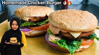 വിലപിടിപ്പുള്ള Burger 🍔 ഉണ്ടാക്കാൻ ഇത്രേം എളുപ്പം 😱🔥| Homemade Chicken Burger Recipe in malayalam