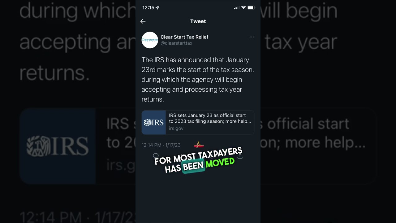 IRS sets January 23 as official start to 2023 tax filing season 