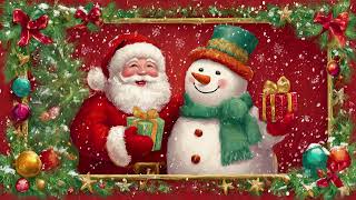 Santa & Snowman Christmas TV Frame Art | Christmas Holiday Background