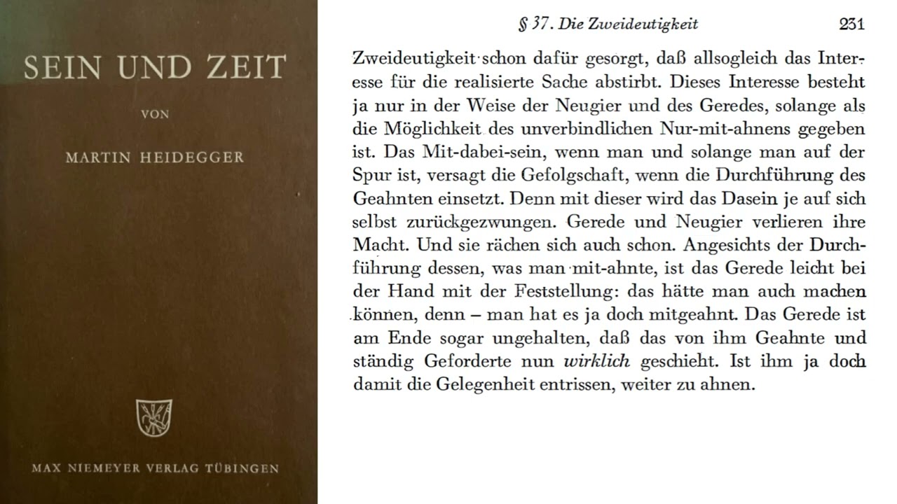 Heidegger | SEIN UND ZEIT | I. Abschnitt: Kapitel 5.B. | § 37