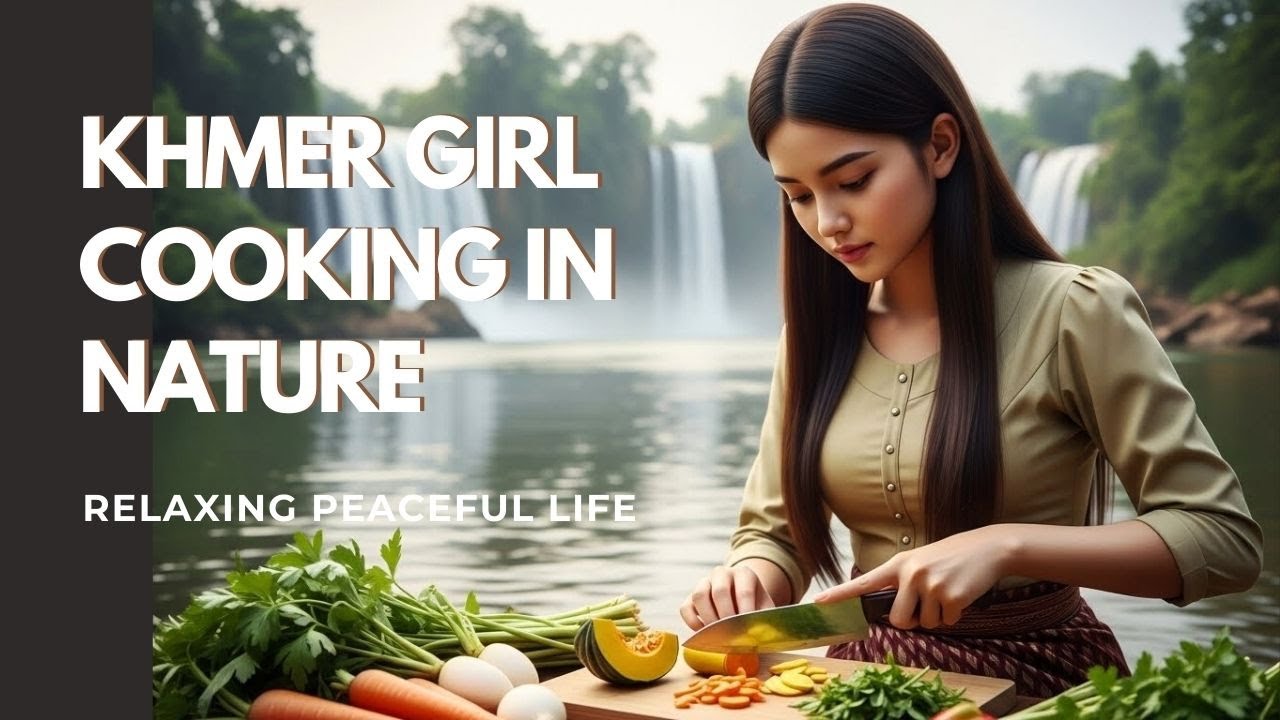 Khmer Village Cooking by the River 🌿 | Peaceful Mountain & Waterfall Food Story