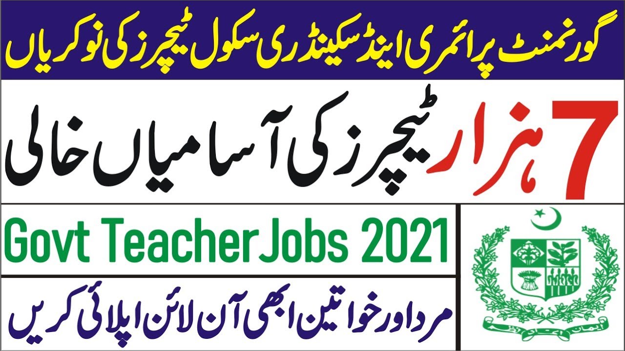 School Teacher Jobs 2021 | Govt Teacher jobs 2021 |  Apply Online
