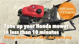 Dad Shows How to Change Oil, Spark Plug, and Air Filter on Honda Mower