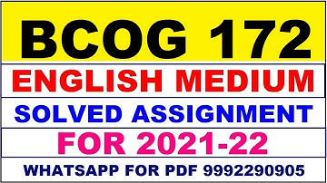 BCOG 172 Solved Assignment 2021-22 in ENGLISH | BCOG 172 Solved Assignment 2021-22 | BCOG 172 2022