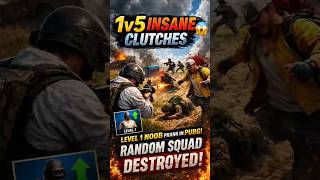 1v5 INSANE Clutches 😱 | Level 1 Noob Prank in PUBG | Random Squad Destroyed #gameplay #bgmi #shorts