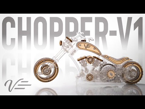 3D конструктор модель мотоцикла Chopper-V1, 221 детал, видео 2