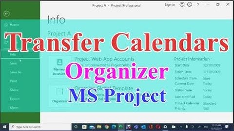 Transfer Calendars Between MS Project Files   Organizer
