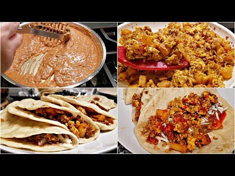 Homemade Breakfast Tacos | Chorizo Egg and Potato Tacos | How to Make Refried Beans